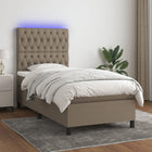 Boxspring Met Matras En Led Stof Taupe 90 x 190 cm Getuft ontwerp