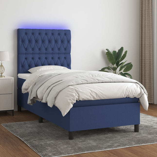 Boxspring Met Matras En Led Stof Blauw 90 x 190 cm Getuft ontwerp