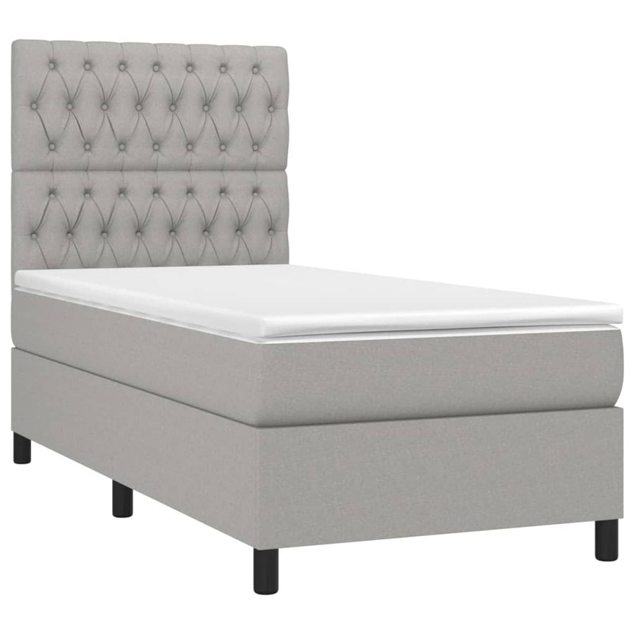 Boxspring met matras en LED stof lichtgrijs 90x200 cm 90 x 200 cm Getuft ontwerp