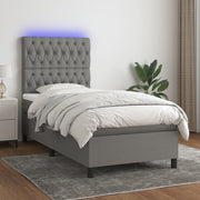 Boxspring 90x200 cm donkergrijs met matras en LED