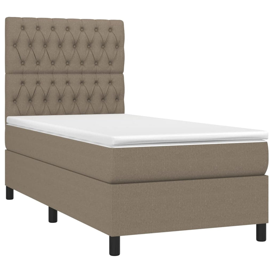Boxspring Met Matras En Led Stof Taupe 100 x 200 cm Getuft ontwerp