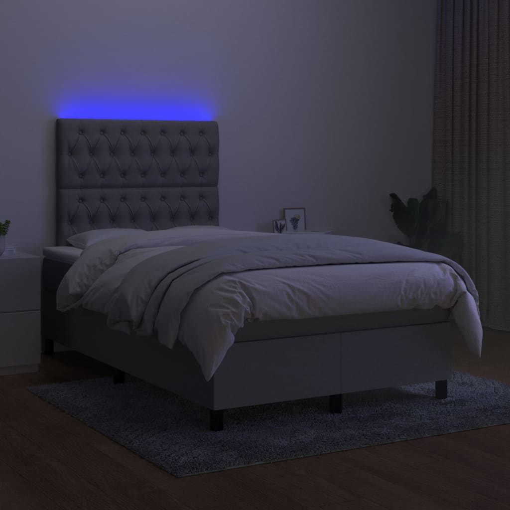 Boxspring met matras en LED stof lichtgrijs 120x200 cm 120 x 200 cm Getuft ontwerp