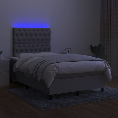 Boxspring met matras en LED stof lichtgrijs 120x200 cm 120 x 200 cm Getuft ontwerp