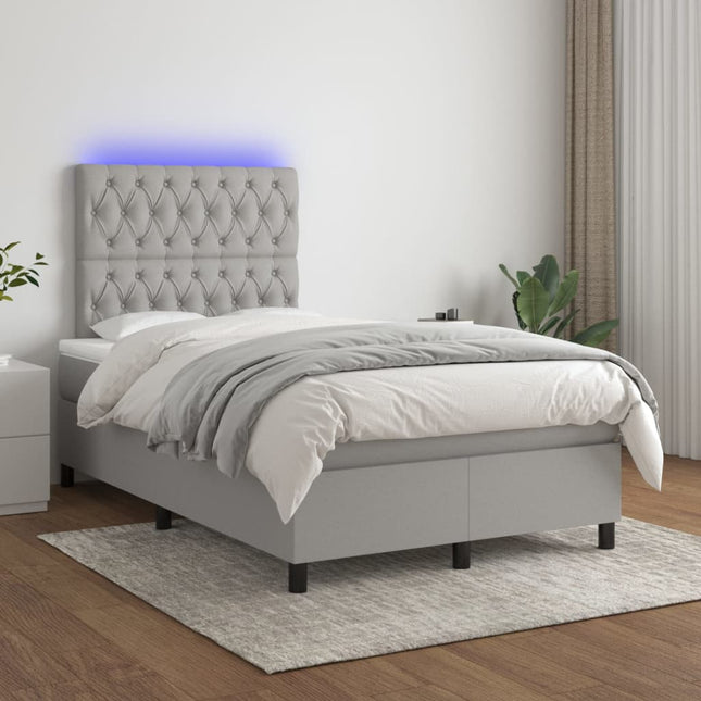 Boxspring met matras en LED stof lichtgrijs 120x200 cm 120 x 200 cm Getuft ontwerp