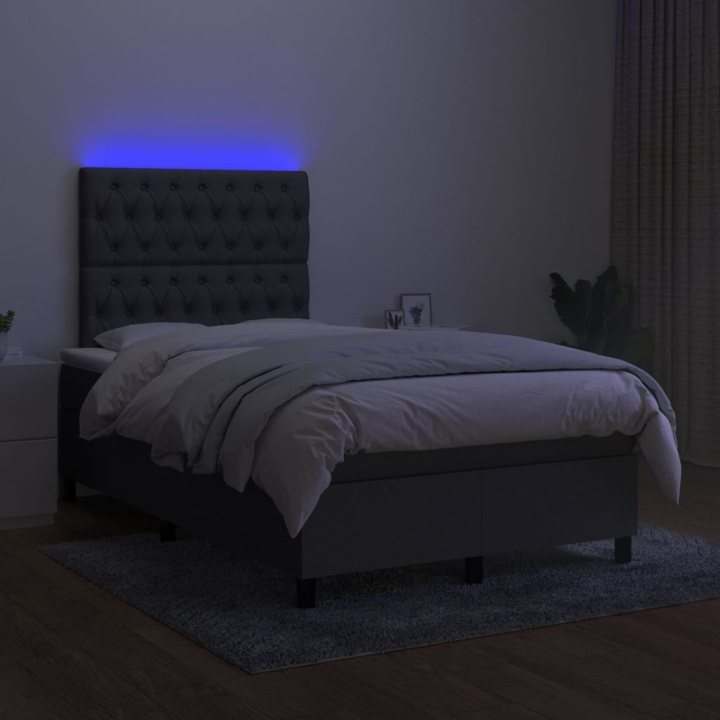 Boxspring Met Matras En Led Stof Donkergrijs 120 x 200 cm Getuft ontwerp