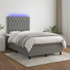 Boxspring Met Matras En Led Stof Donkergrijs 120 x 200 cm Getuft ontwerp