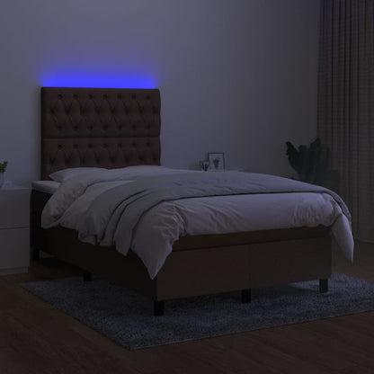 Boxspring Met Matras En Led Stof Donkerbruin 120 x 200 cm Getuft ontwerp