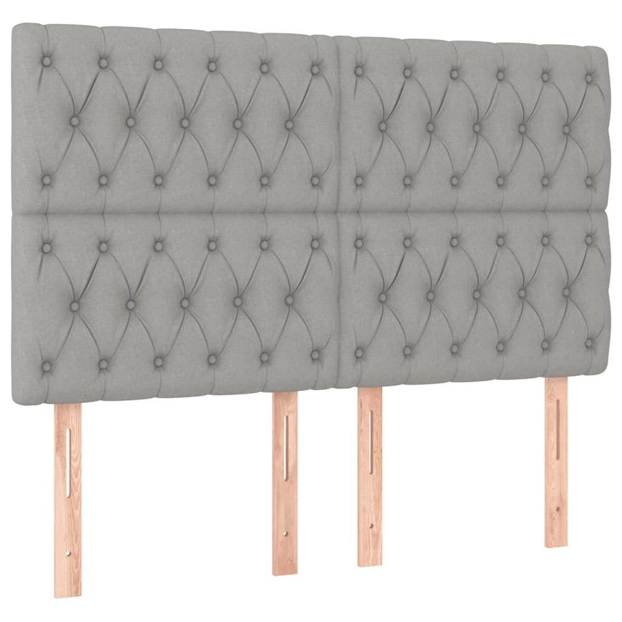 Boxspring met matras en LED stof lichtgrijs 140x190 cm 140 x 190 cm Getuft ontwerp
