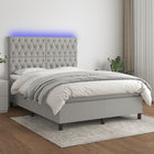 Boxspring met matras en LED stof lichtgrijs 140x190 cm 140 x 190 cm Getuft ontwerp