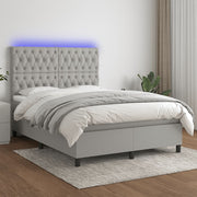 Boxspring met matras en LED 140x190 cm lichtgrijs
