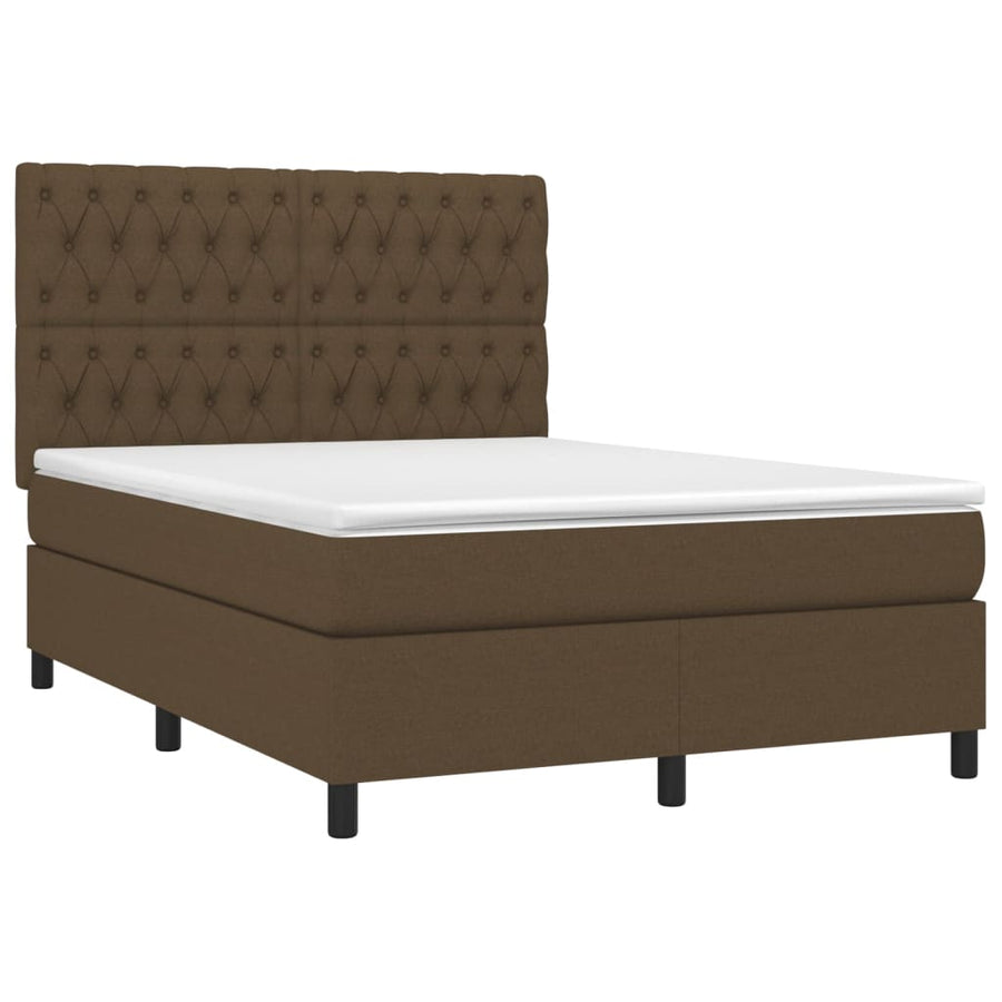 Boxspring Met Matras En Led Stof Donkerbruin 140 x 190 cm Getuft ontwerp