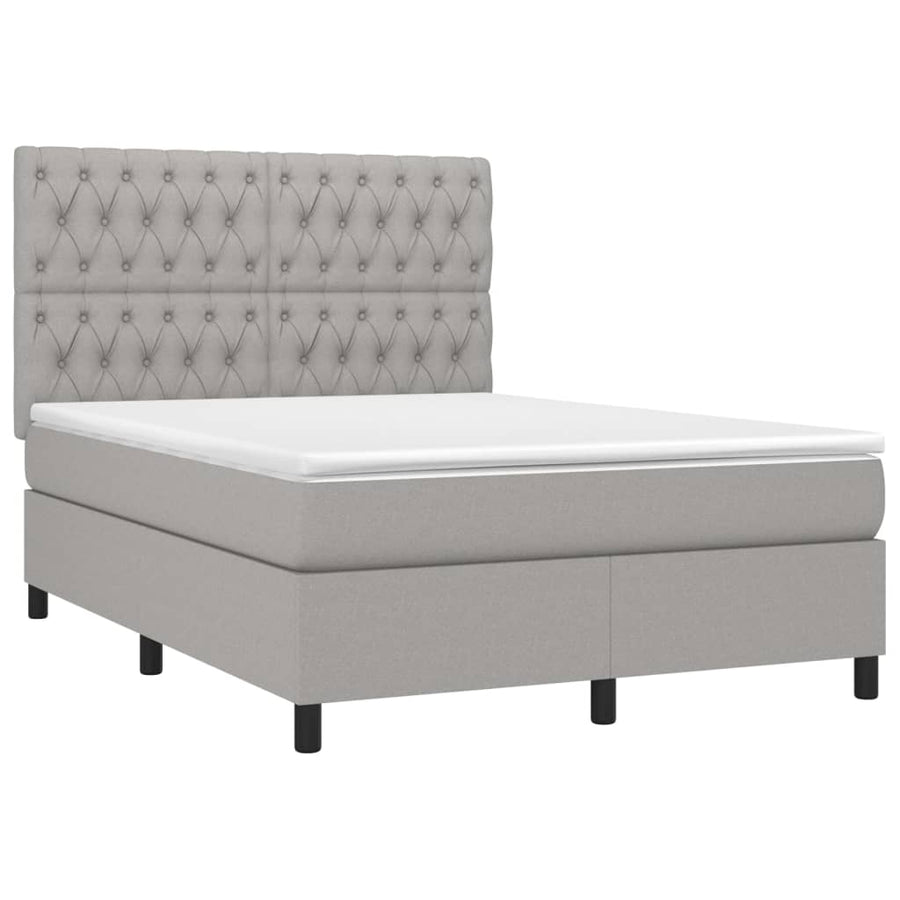 Boxspring met matras en LED stof lichtgrijs 140x200 cm 140 x 200 cm Getuft ontwerp