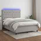 Boxspring met matras en LED stof lichtgrijs 140x200 cm 140 x 200 cm Getuft ontwerp