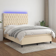 Boxspring met matras en LED 140x200 cm crème