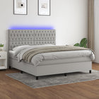 Boxspring met matras en LED stof lichtgrijs 160x200 cm 160 x 200 cm Lichtgrijs