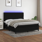 Boxspring Met Matras En Led Stof Zwart 160 x 200 cm Getuft ontwerp