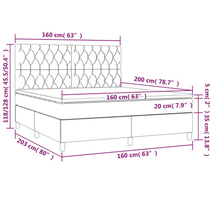 Boxspring Met Matras En Led Stof Donkerbruin 160 x 200 cm Getuft ontwerp