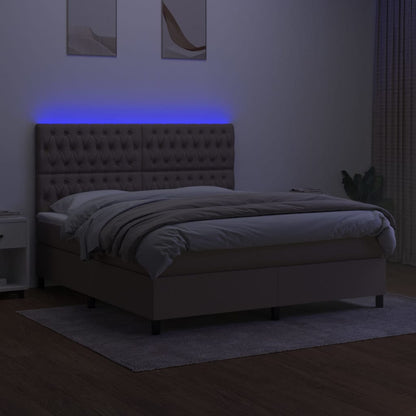 Boxspring Met Matras En Led Stof Taupe 160 x 200 cm Getuft ontwerp