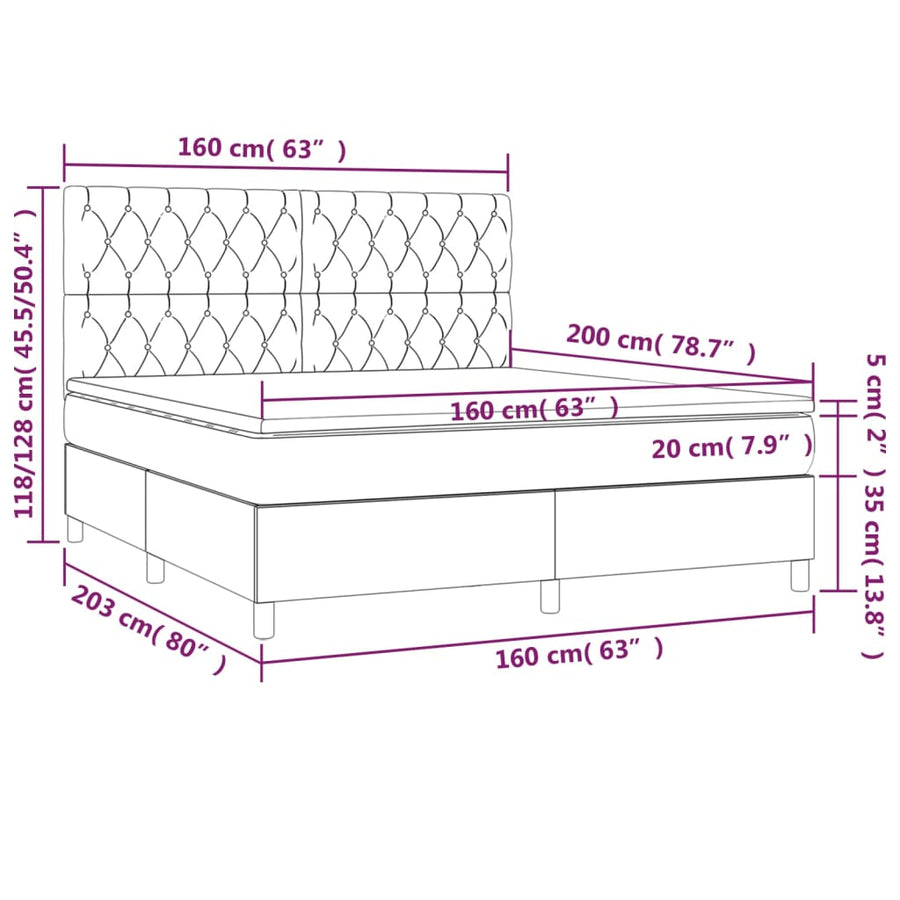 Boxspring Met Matras En Led Stof Taupe 160 x 200 cm Getuft ontwerp