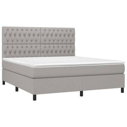 Boxspring met matras en LED stof lichtgrijs 180x200 cm 180 x 200 cm Lichtgrijs
