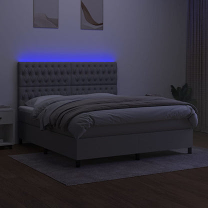 Boxspring met matras en LED stof lichtgrijs 180x200 cm 180 x 200 cm Lichtgrijs
