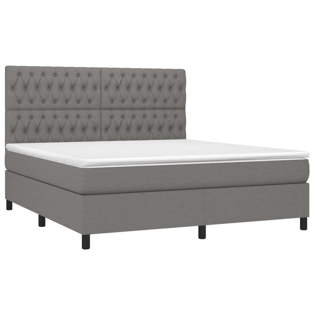 Boxspring Met Matras En Led Stof Donkergrijs 180 x 200 cm Getuft ontwerp