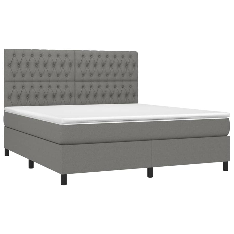Boxspring Met Matras En Led Stof Donkergrijs 180 x 200 cm Getuft ontwerp