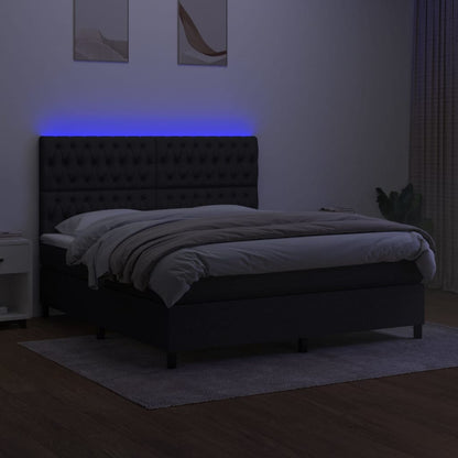 Boxspring Met Matras En Led Stof Zwart 180 x 200 cm Getuft ontwerp
