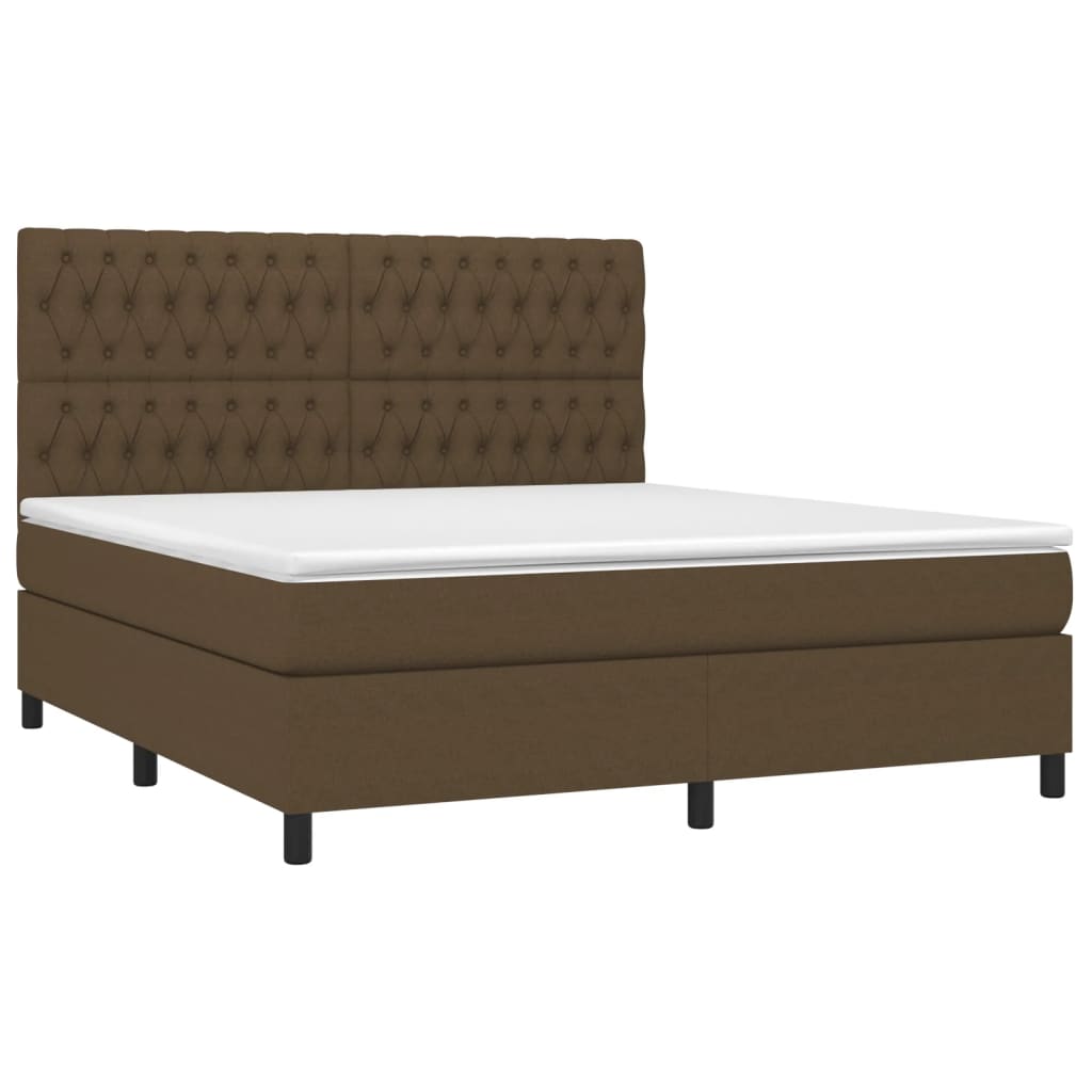 Boxspring Met Matras En Led Stof Donkerbruin 180 x 200 cm Getuft ontwerp