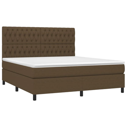 Boxspring Met Matras En Led Stof Donkerbruin 180 x 200 cm Getuft ontwerp