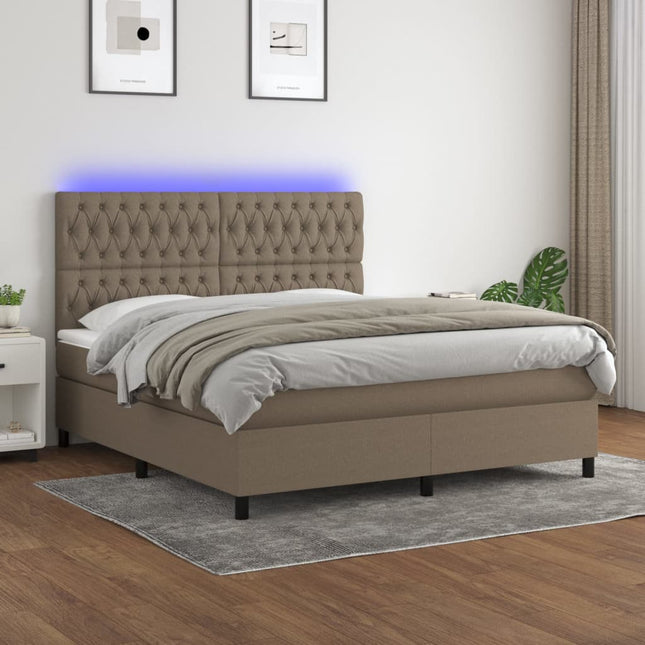 Boxspring Met Matras En Led Stof Taupe 180 x 200 cm Getuft ontwerp