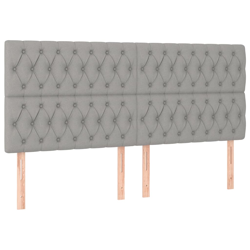 Boxspring met matras en LED stof lichtgrijs 200x200 cm 200 x 200 cm Getuft ontwerp