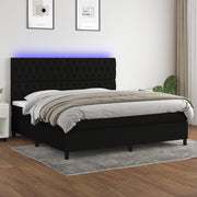 Boxspring met matras en LED 200x200 cm zwart