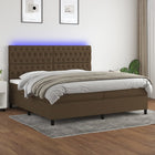 Boxspring met matras en LED 200x200 cm donkerbruin