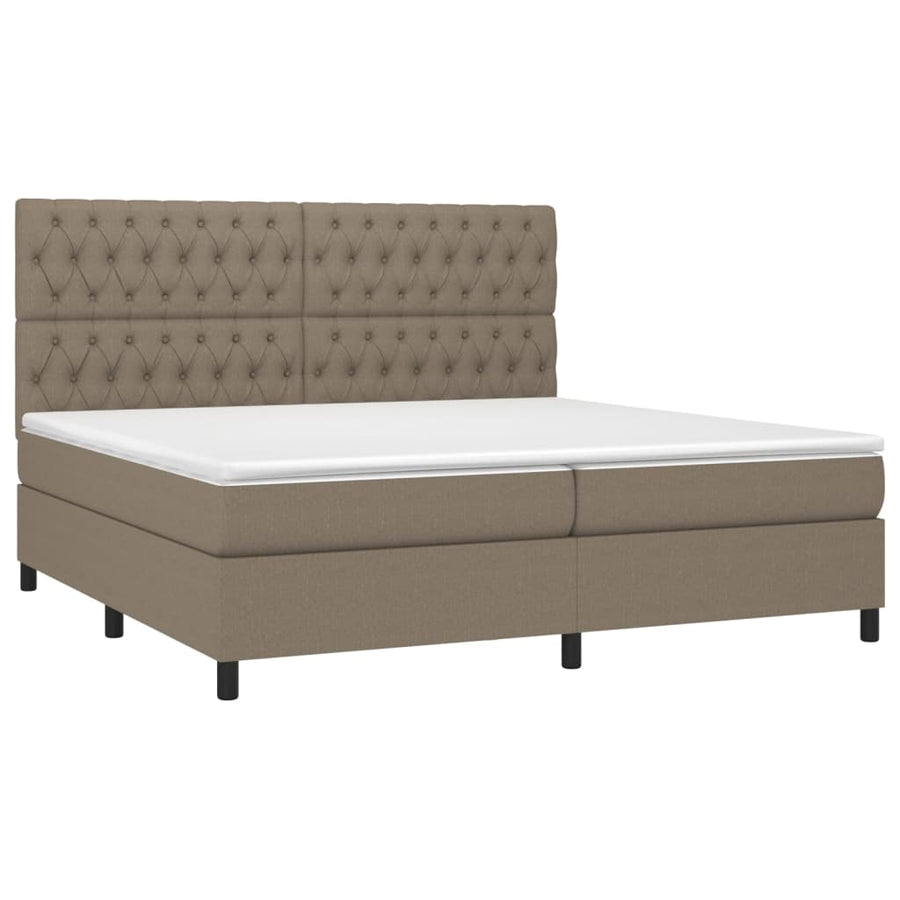 Boxspring Met Matras En Led Stof Taupe 200 x 200 cm Getuft ontwerp