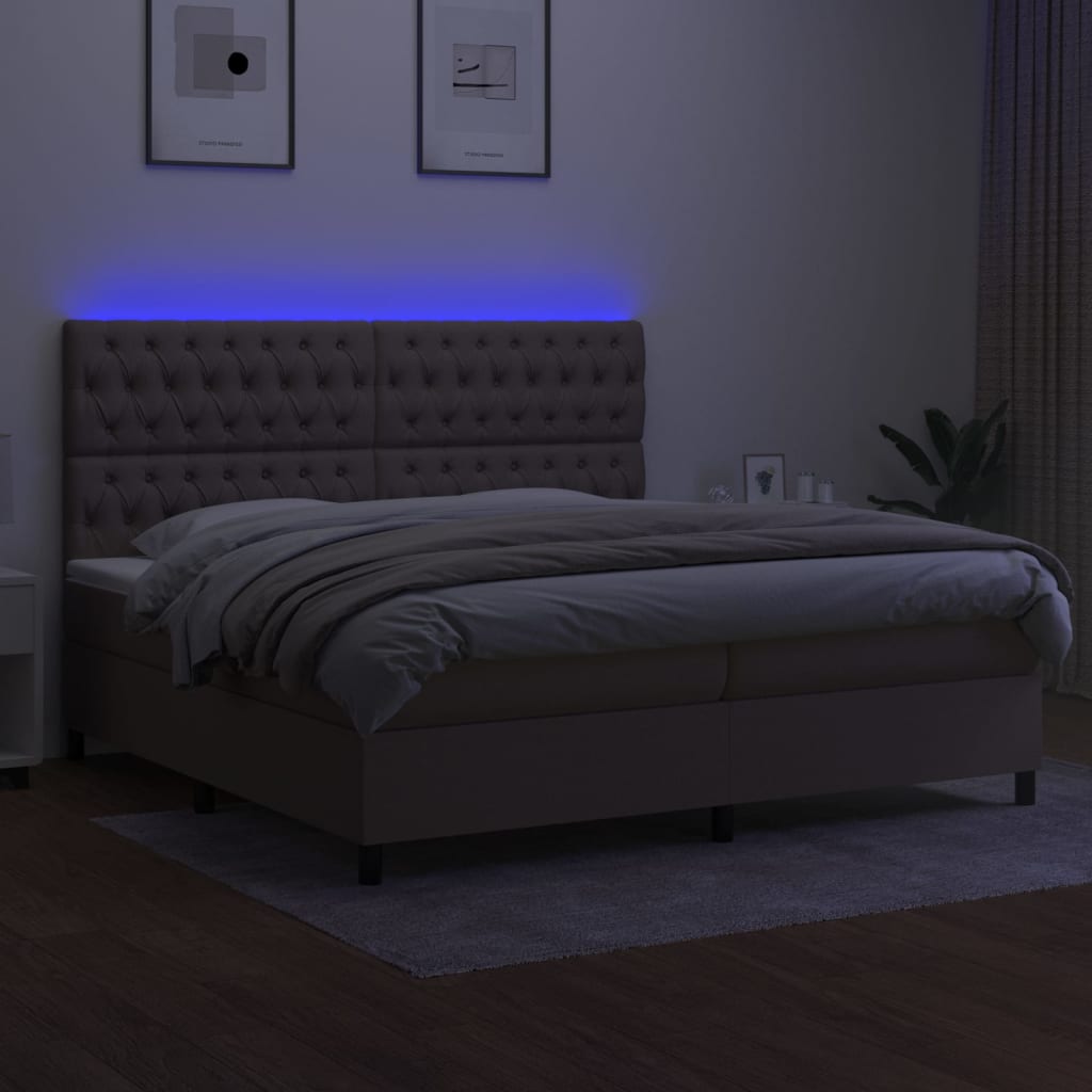 Boxspring Met Matras En Led Stof Taupe 200 x 200 cm Getuft ontwerp
