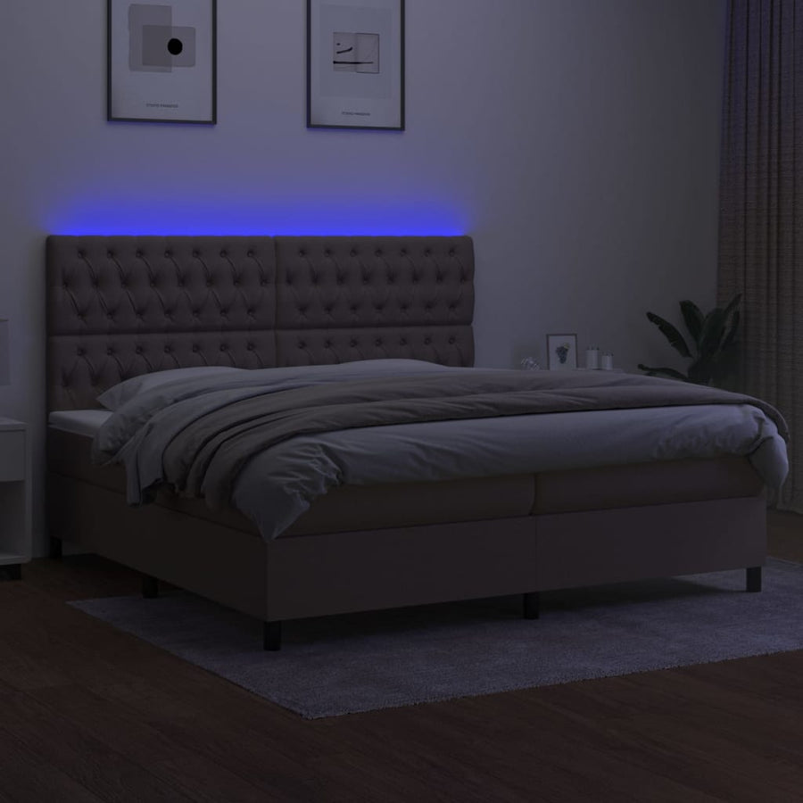 Boxspring Met Matras En Led Stof Taupe 200 x 200 cm Getuft ontwerp