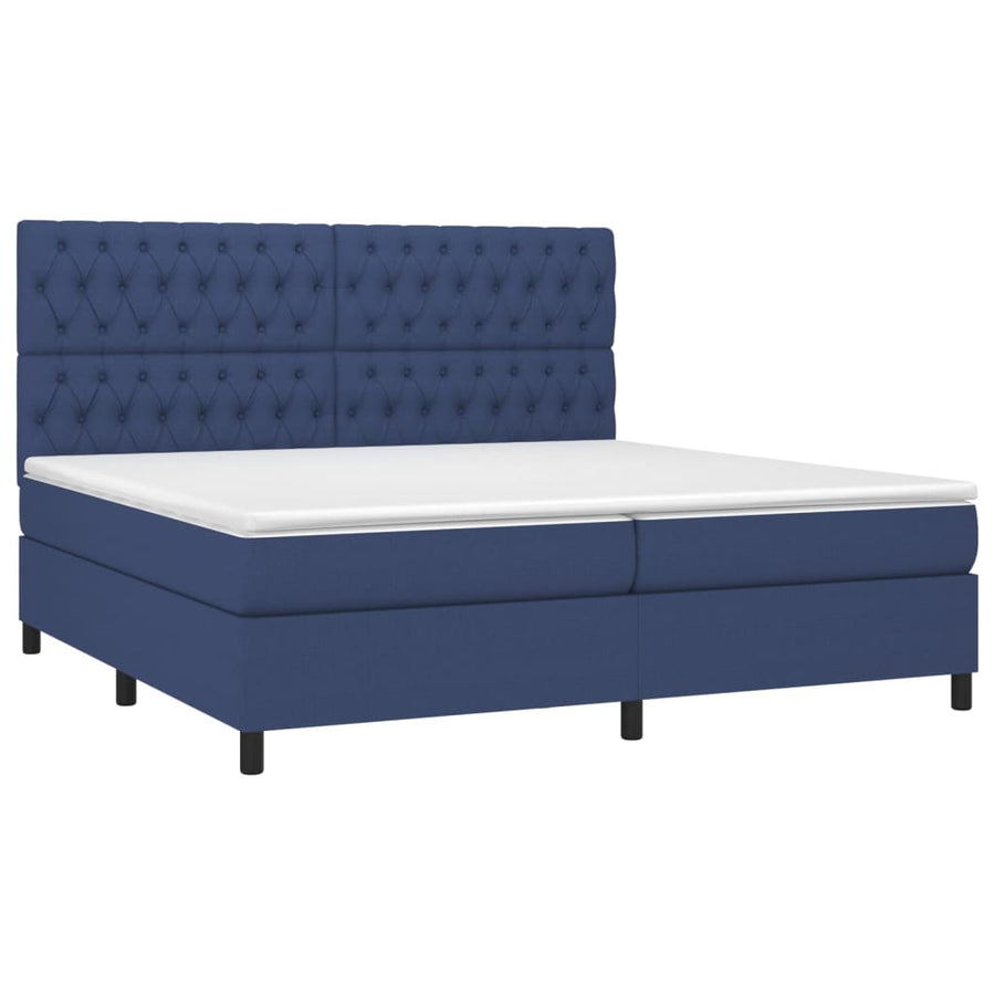 Boxspring Met Matras En Led Stof Blauw 200 x 200 cm Getuft ontwerp