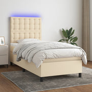 Boxspring 90x190 cm crèmekleurig met matras en LED
