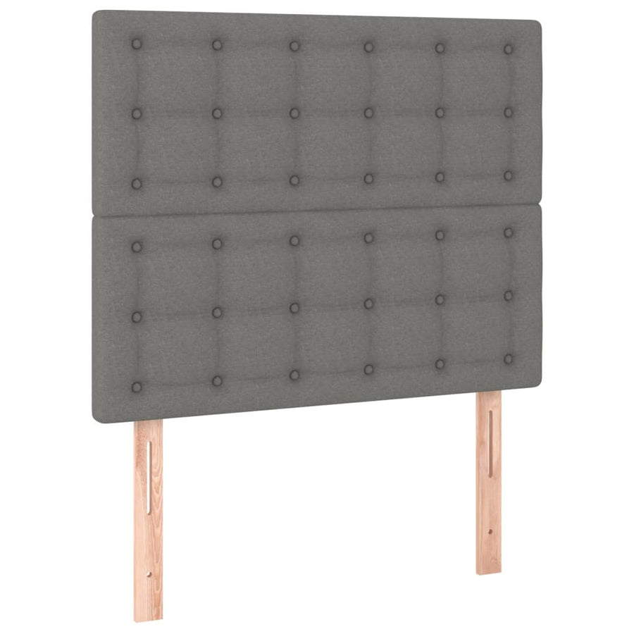 Boxspring Met Matras En Led Stof Donkergrijs 90X200 Cm Donkergrijs 90 x 200 cm Knopen
