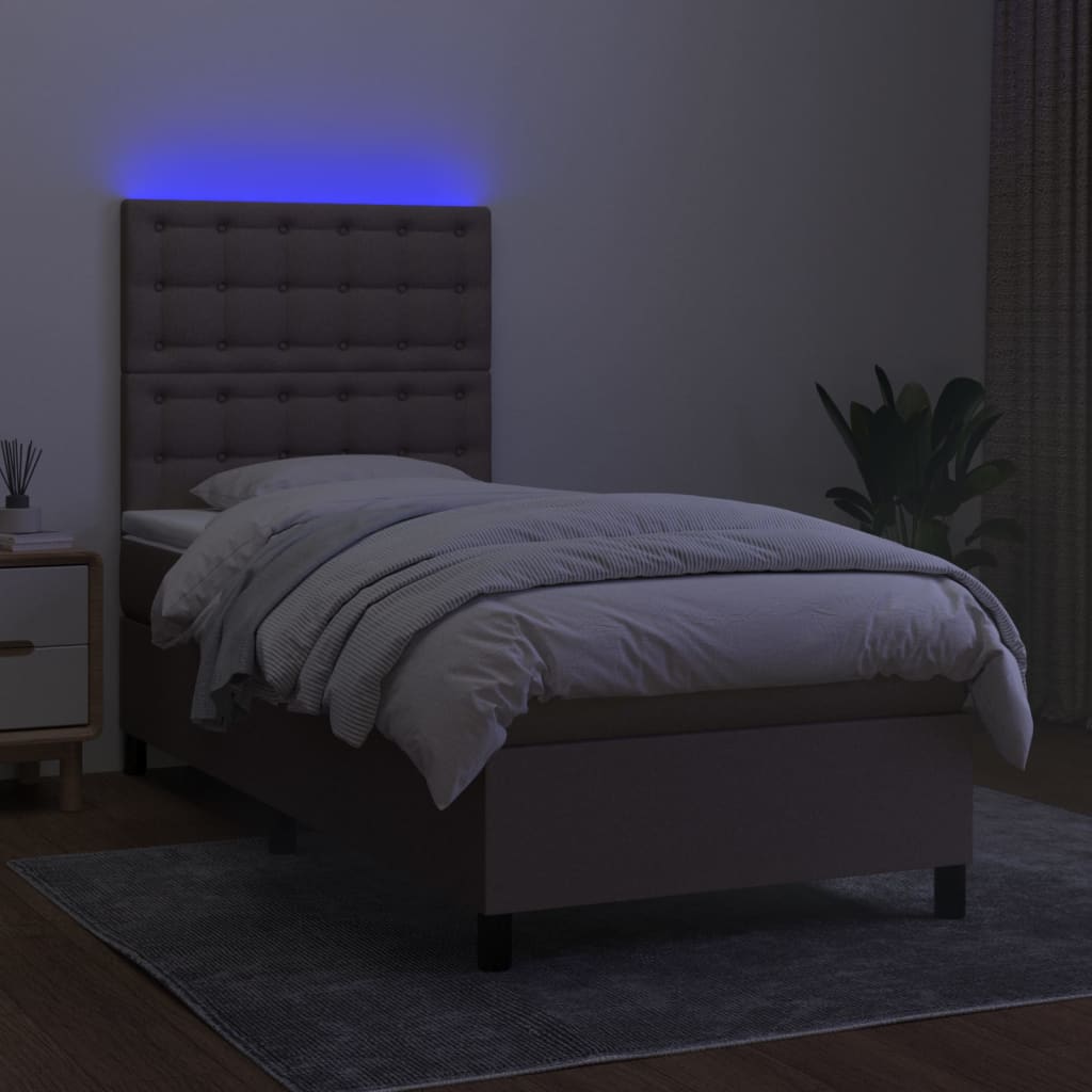 Boxspring met matras en LED stof taupe 80x200 cm 90 x 200 cm Knopen