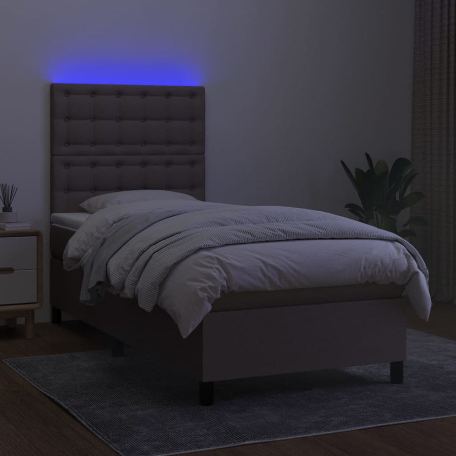 Boxspring met matras en LED stof taupe 80x200 cm 90 x 200 cm Knopen