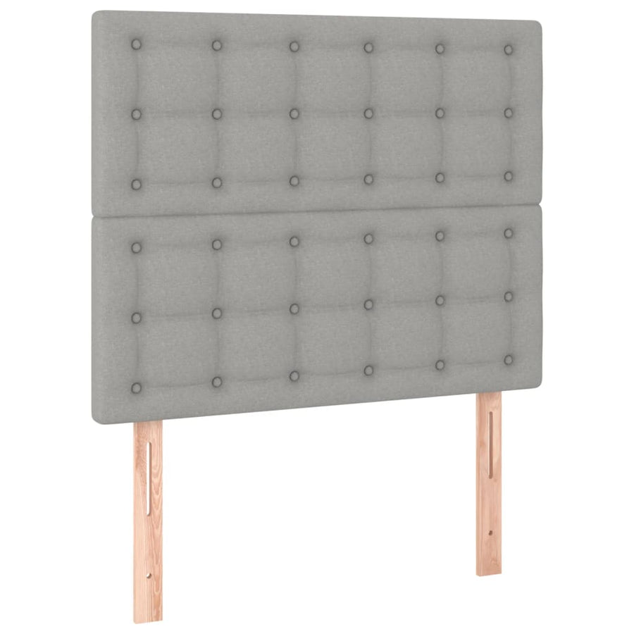 Boxspring met matras en LED stof lichtgrijs 100x200 cm 100 x 200 cm Lichtgrijs