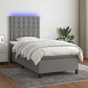 Boxspring 100x200 cm donkergrijs met matras en LED