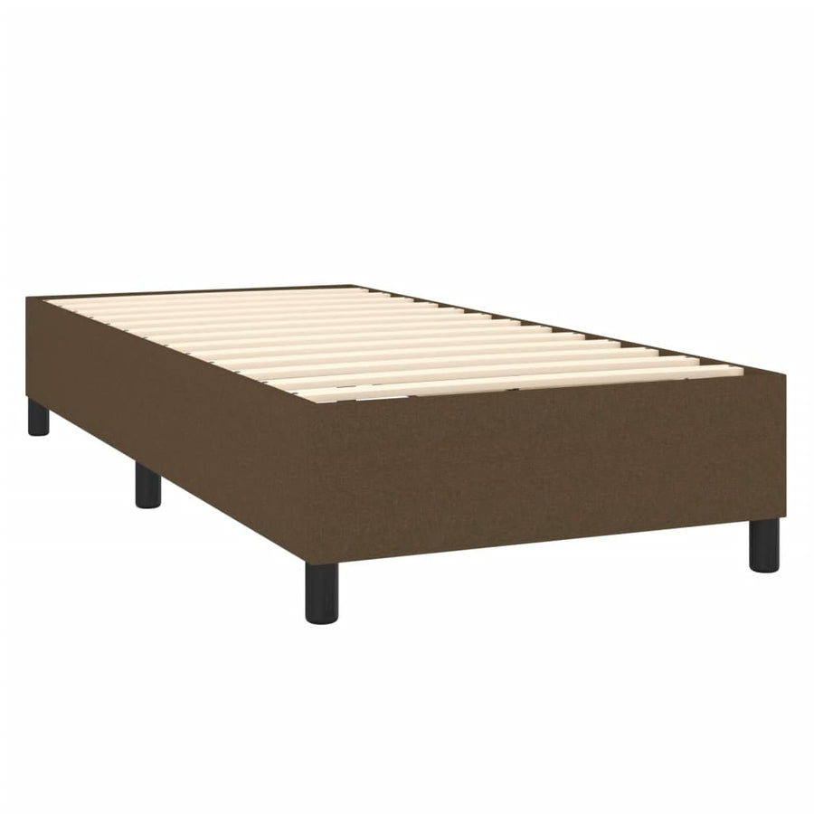 Boxspring Met Matras En Led Stof Donkerbruin 100X200 Cm Donkerbruin 100 x 200 cm Knopen