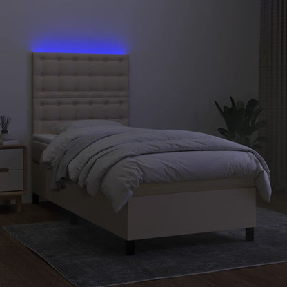 Boxspring met matras en LED stof crèmekleurig 100x200 cm 100 x 200 cm Crème