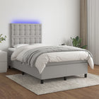 Boxspring met matras en LED stof lichtgrijs 120x200 cm 120 x 200 cm Knopen