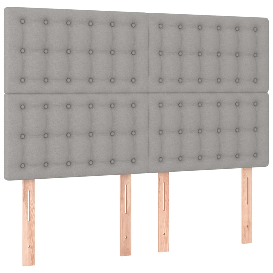 Boxspring Met Matras En Led Stof Lichtgrijs 140 x 200 cm Knopen
