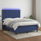 Boxspring 140x200 cm blauw met matras en LED
