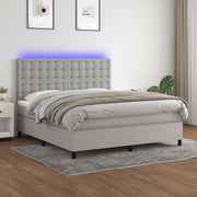Box spring with mattress and LED fabric light grey 160x200 cm